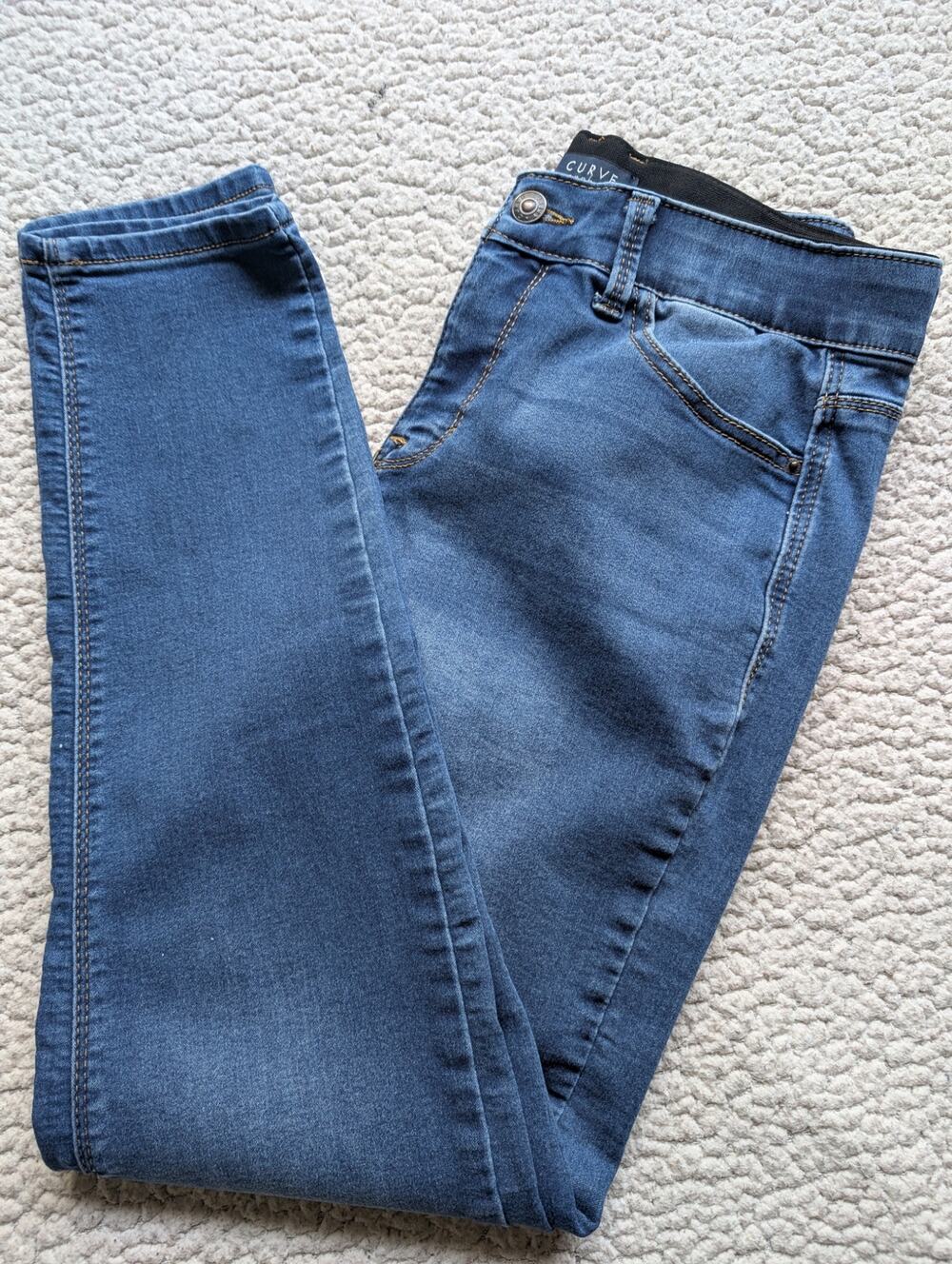 Curve Appeal Womens Skinny Jeans 4/27 Dark Wash High-Rise Comfort Waistband